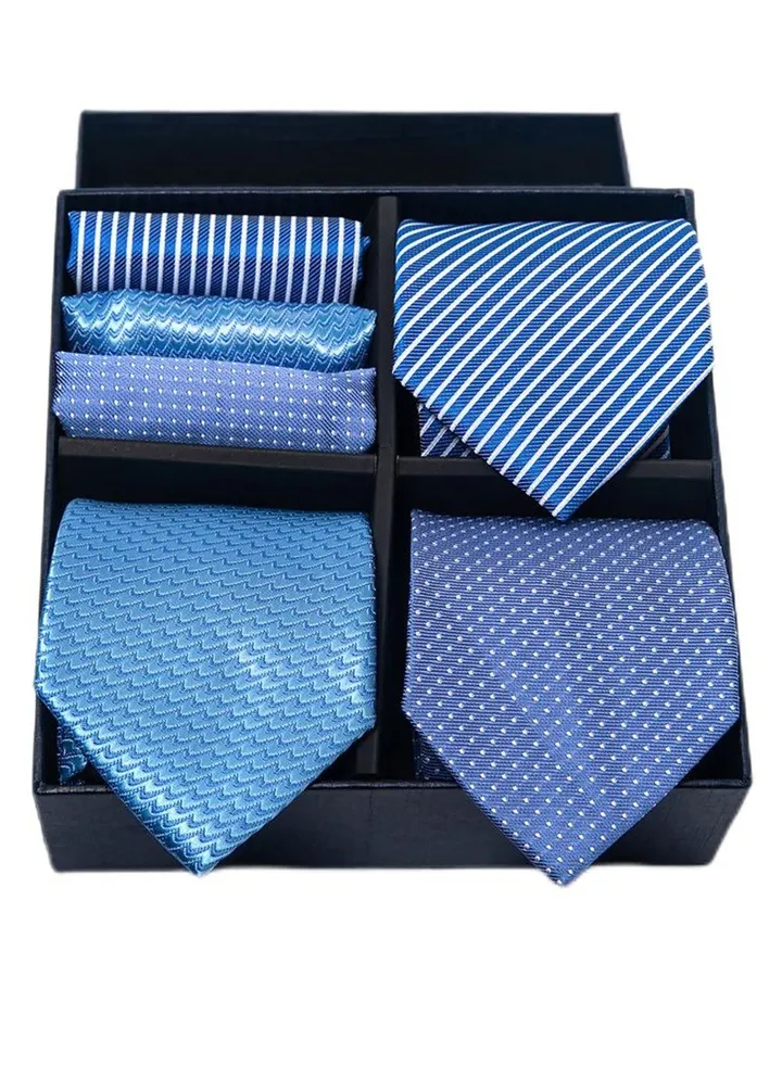 6pcs men's gift box set 3 ties 3 chest scarves fashion business tie square scarf set