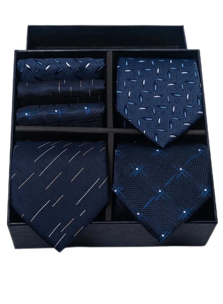 6pcs men's gift box set 3 ties 3 chest scarves fashion business tie square scarf set