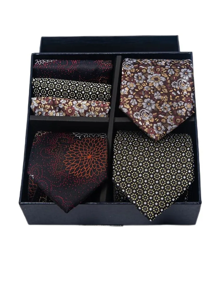 6pcs men's gift box set 3 ties 3 chest scarves fashion business tie square scarf set
