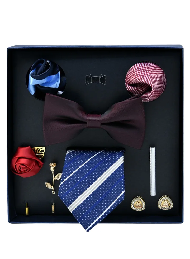 8 pcs high-end tie men's business professional formal tie bow tie cufflinks fashion accessories gift box