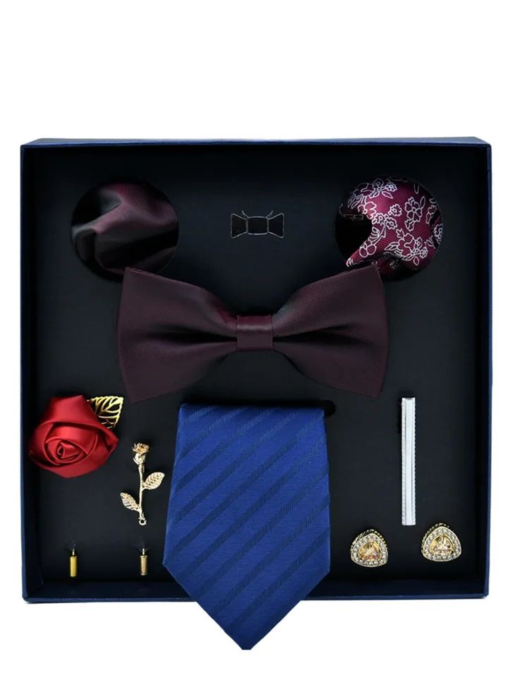 8 pcs high-end tie men's business professional formal tie bow tie cufflinks fashion accessories gift box