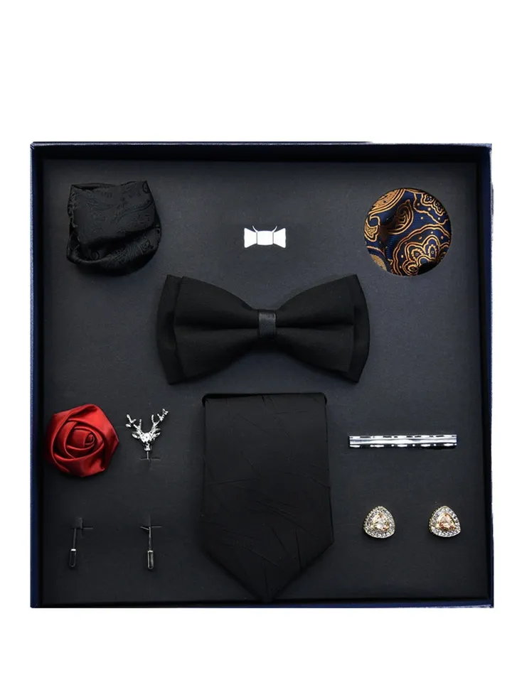 8 pcs high-end tie men's business professional formal tie bow tie cufflinks fashion accessories gift box