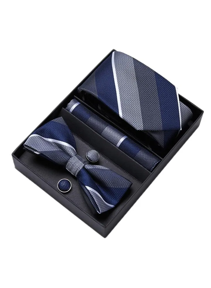 5 pcs high-end tie for men business professional formal tie bow tie cufflinks square scarf fashion accessories gift box