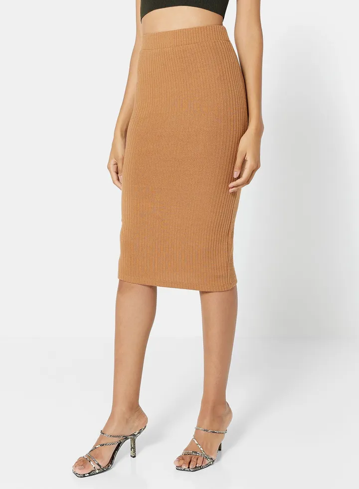 Ribbed Midi Skirt