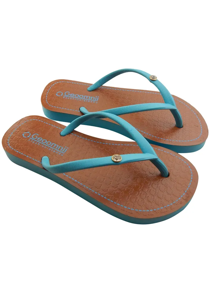 Adama Printed Slip On Slipper Blue/Brown