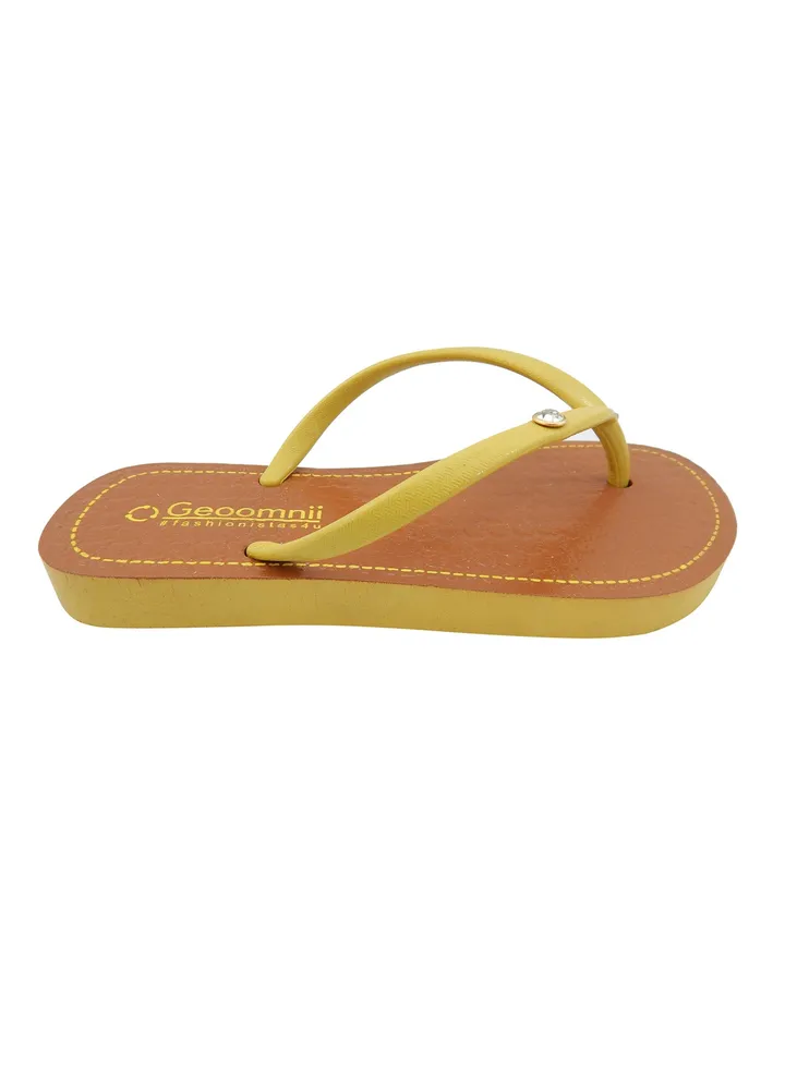 Adama Printed Slip On Slipper Yellow/Brown