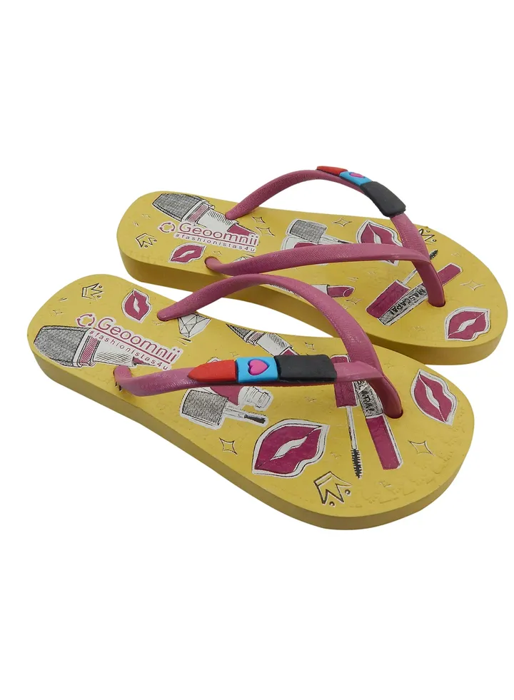 Laurie Printed Slip On Slipper Yellow