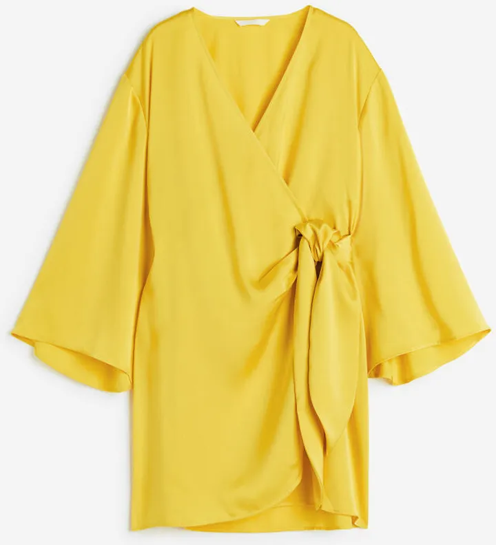 Satin Wrap-front Dress