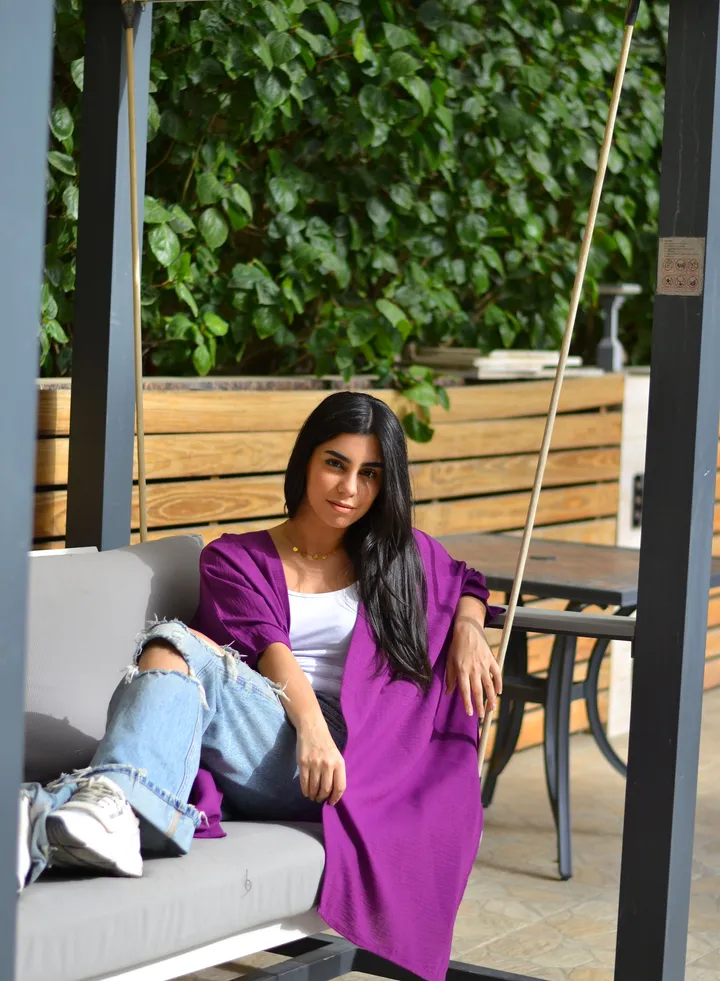 cardigan linen purple