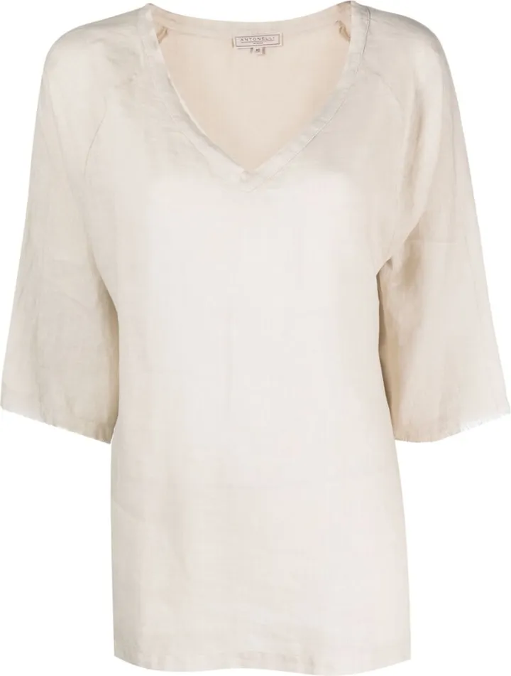 V-neck linen tunic top