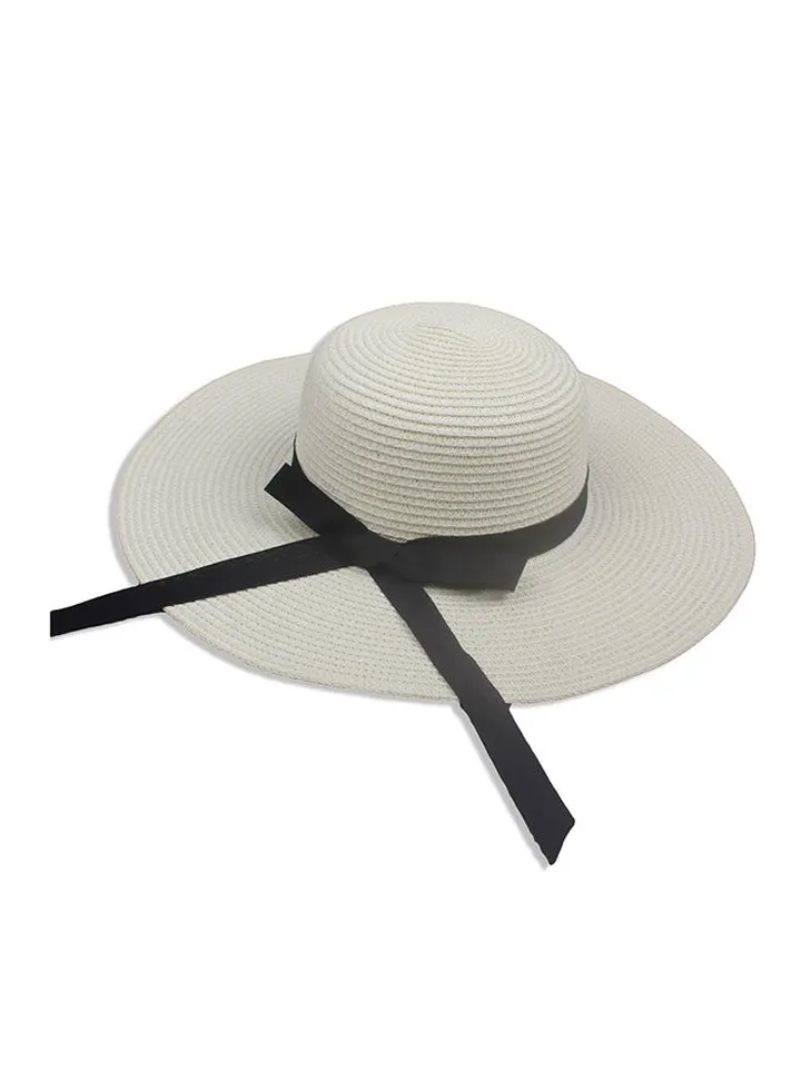 Bowknot Straw Hat White