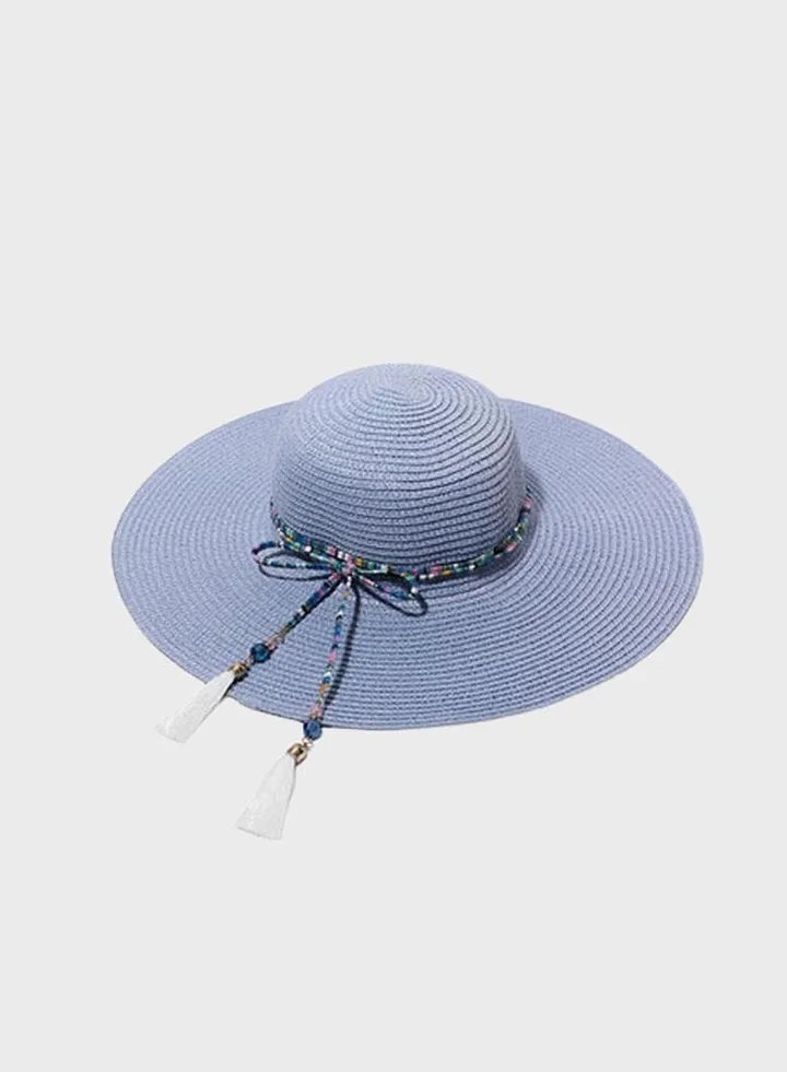 Wide Brim Straw Hat Blue