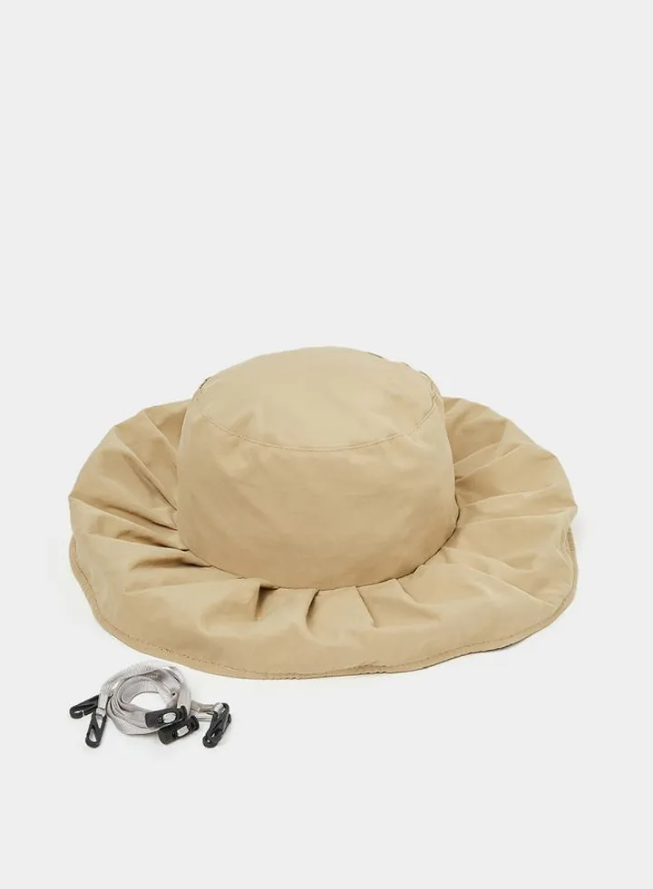 Solid Bucket Hat with Straps
