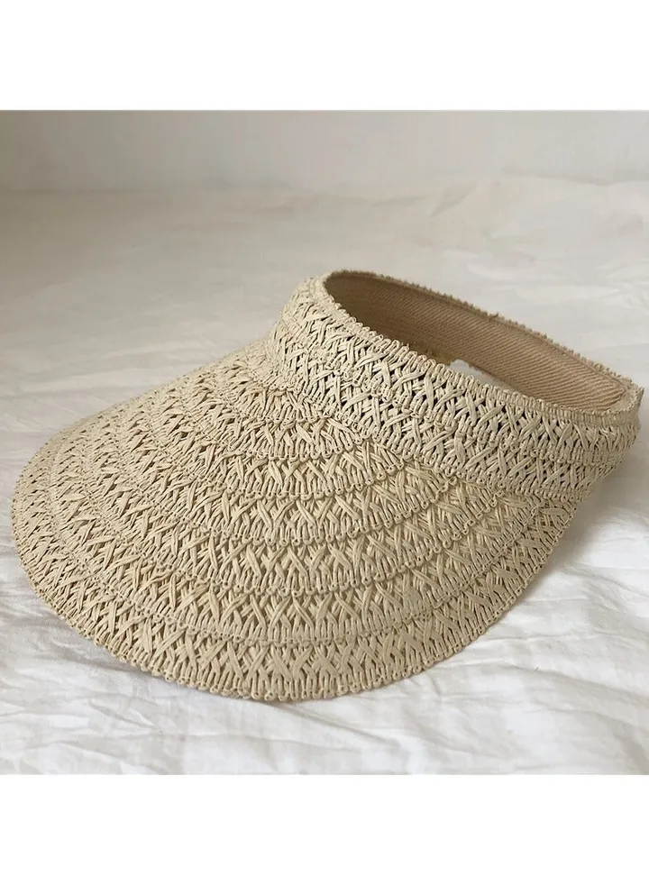 New Breathable Sunshade Open Top Hat Straw Weaving Sunscreen Hat