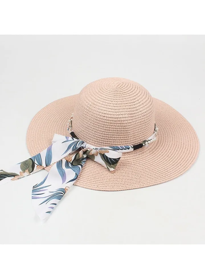 New Hat Children's Fashion Print Ribbon Beach Sunshade