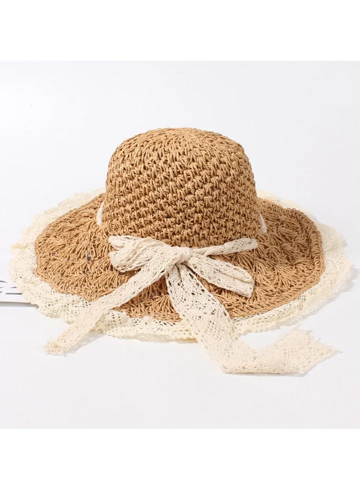 New Fashionable and Elegant Straw Hat with Bow Tie Straw Hat