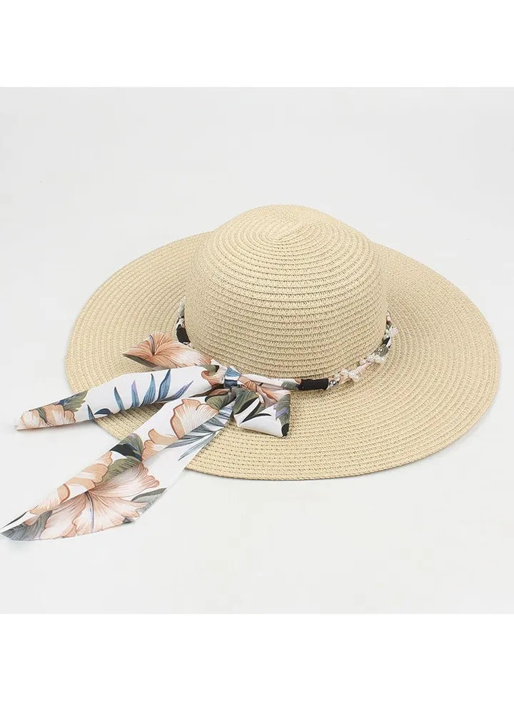 New Hat Children's Fashion Print Ribbon Beach Sunshade