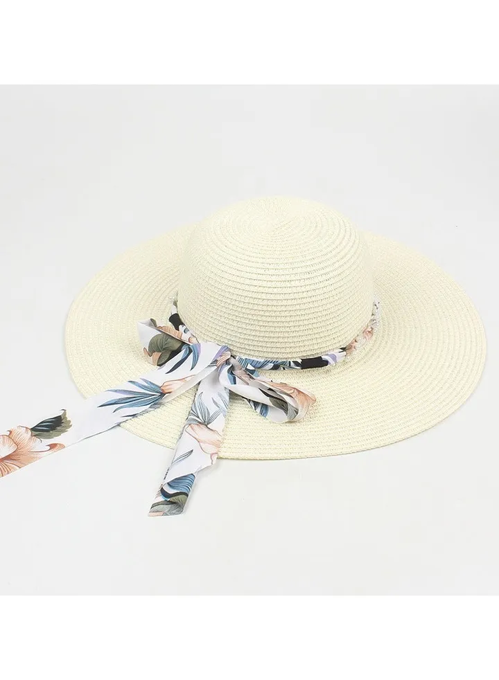 New Hat Children's Fashion Print Ribbon Beach Sunshade