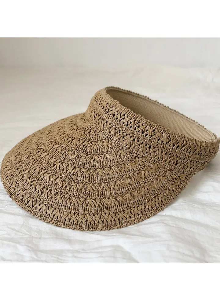 New Breathable Sunshade Open Top Hat Straw Weaving Sunscreen Hat