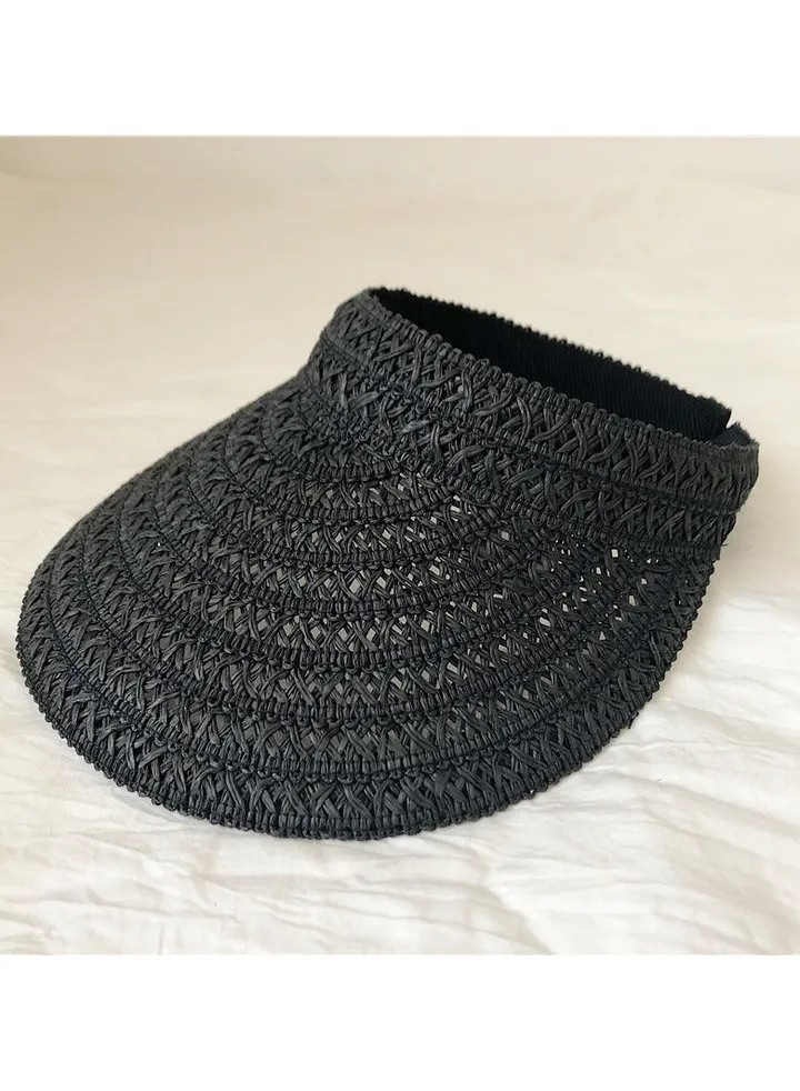 New Breathable Sunshade Open Top Hat Straw Weaving Sunscreen Hat