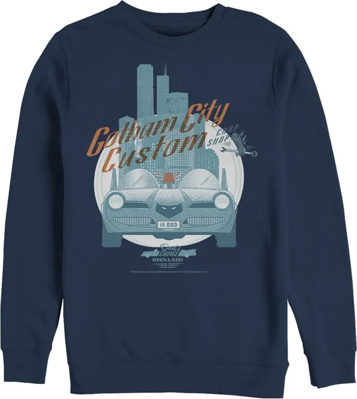 Men's Batman Custom Batmobile Sweatshirt - Navy Blue - Small