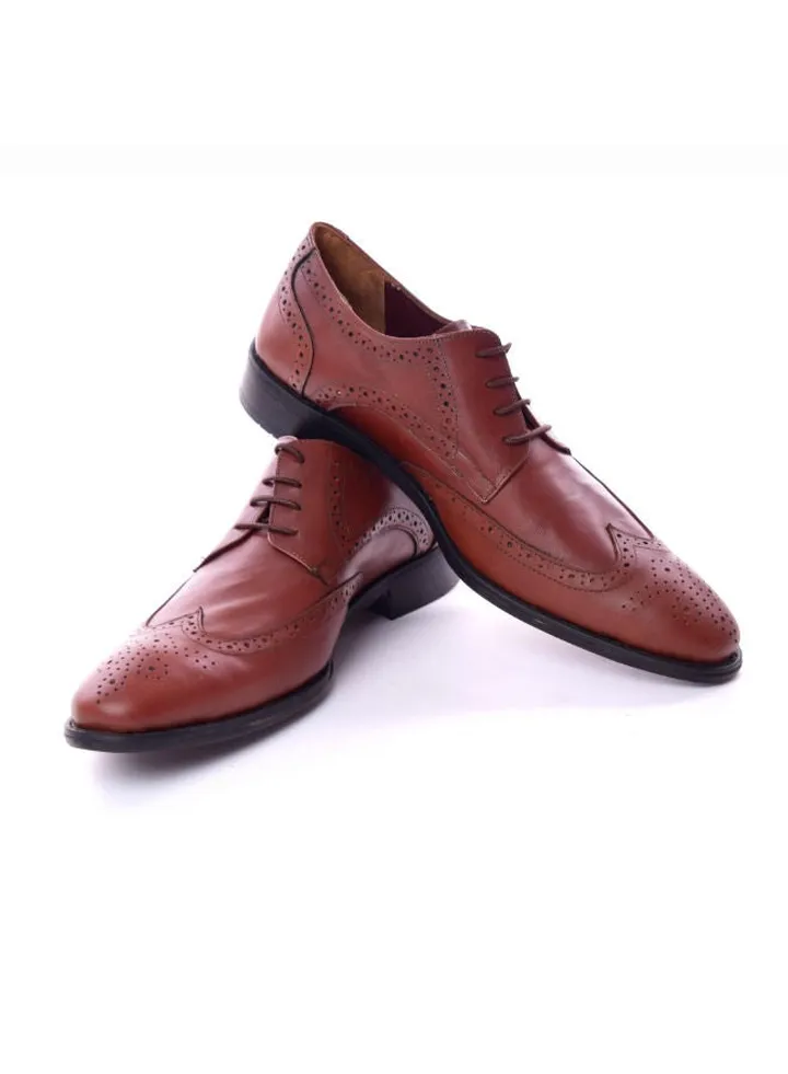 Men Genuine Leather Oxford Lace Up Shoes Camel