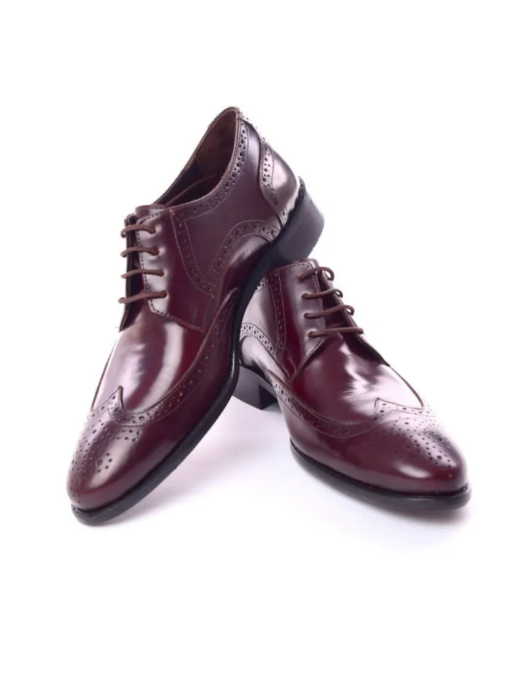 Men Oxford Genuine Leather Lace Up Shoes Burgundy