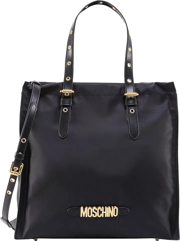 Moschino Logo Lettering Plaque Shoulder Bag