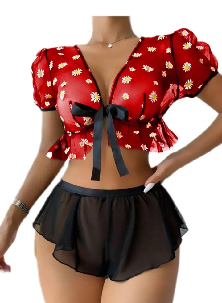 Lingerie Babydoll Playsuit 1006 Red