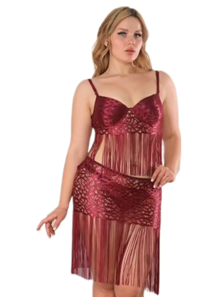 Short Lingerie Babydoll Dress 940 Maroon