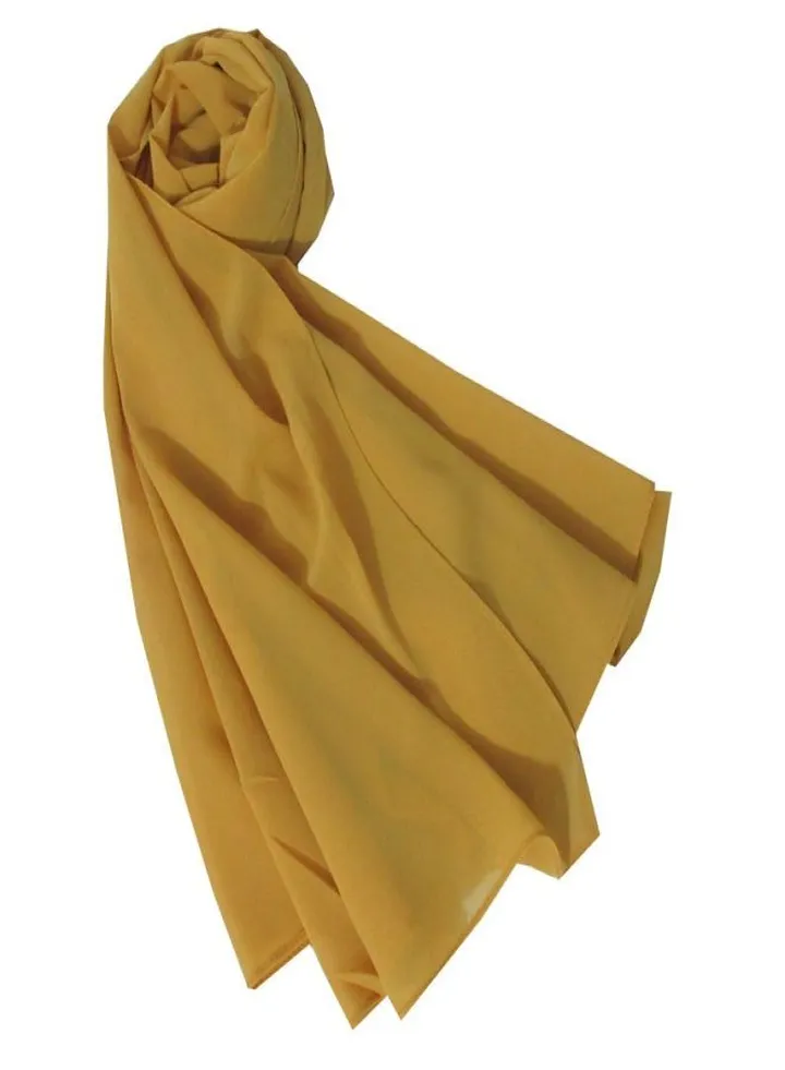 Scarf Chiffon Crepe High-Quality - Dark Yellow Color - From Fatah