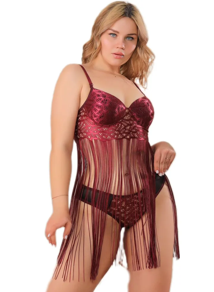 Lingerie Babydoll Playsuit 945 Maroon