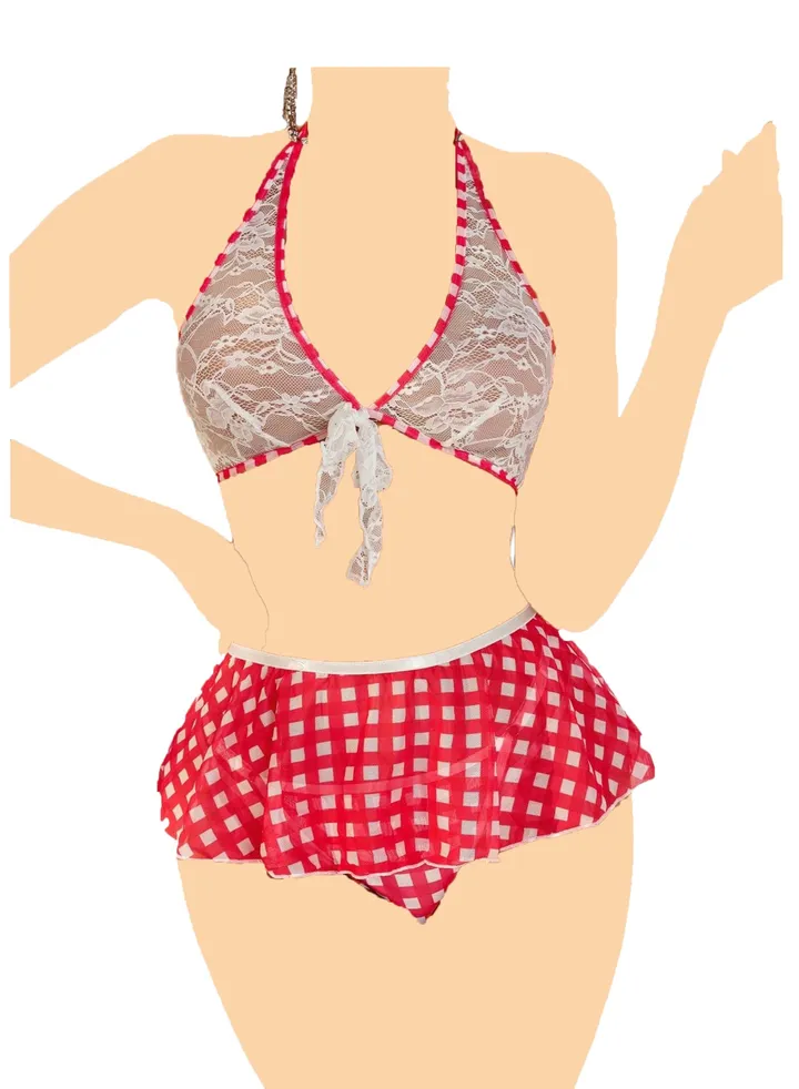Lingerie Babydoll Playsuit 308 Red