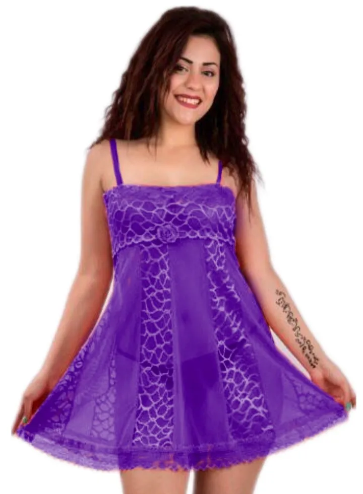 Short Lingerie Babydoll Dress 730 Purple