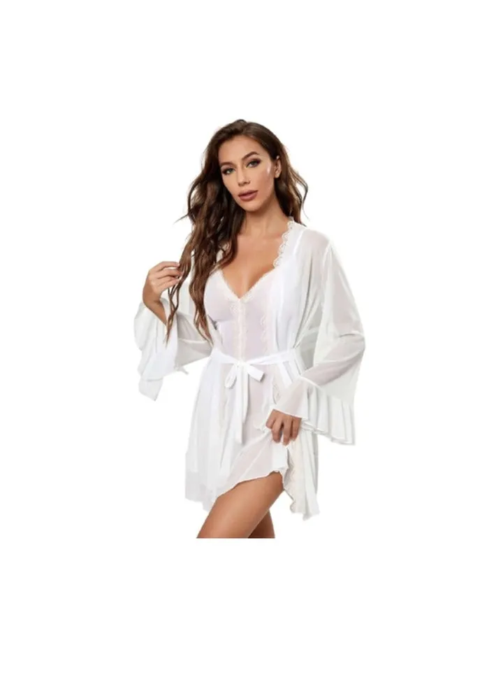 Elegant women's lingerie - lace material - white babydoll