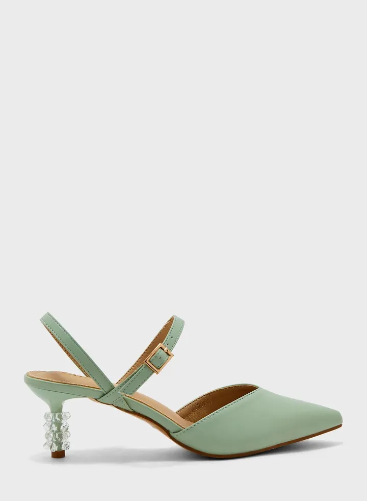 Clear Heel Slingback Pump