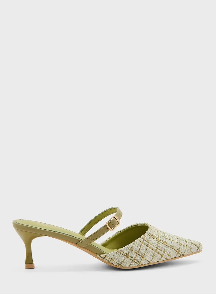 Tweed Heel Mules