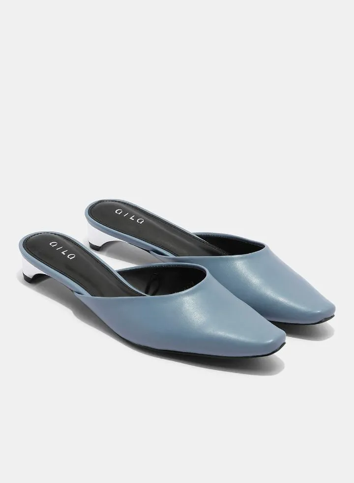 Stylish Heeled Mules Blue