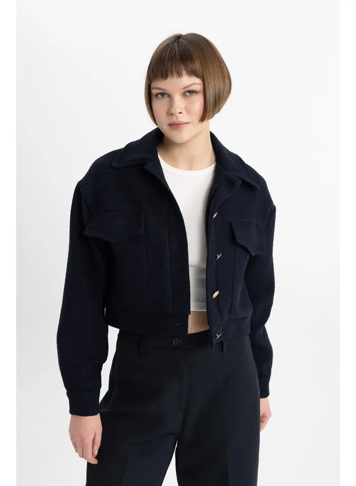 Woman Bomber Shirt Neck Long Sleeve Smart Casual Blazer