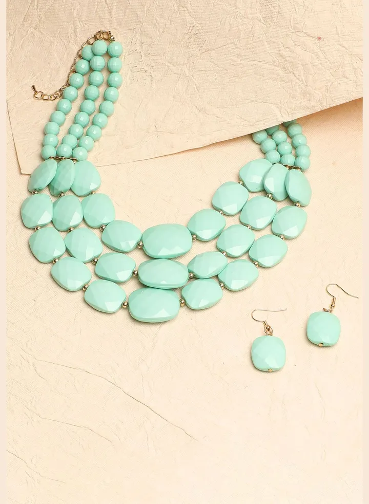 Trendy Beaded Necklace and Earring Set