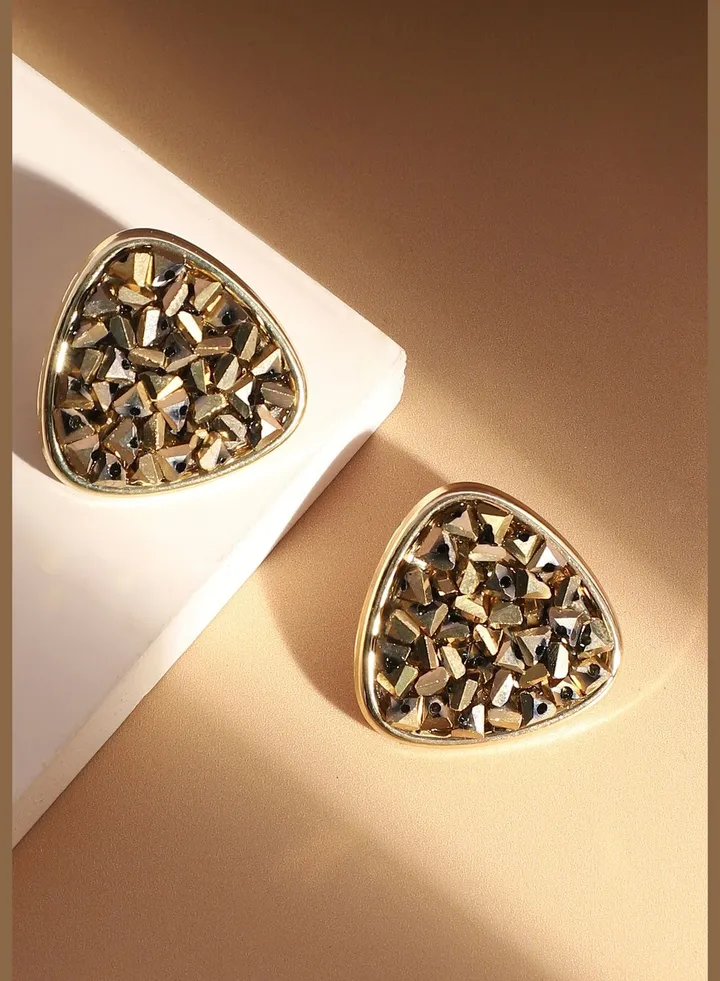 Gold Plated Designer Stone Party Wear Stud For Women