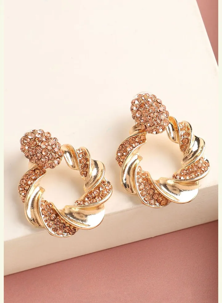 Gold Plated Designer Stone Party Drop Earring For Women