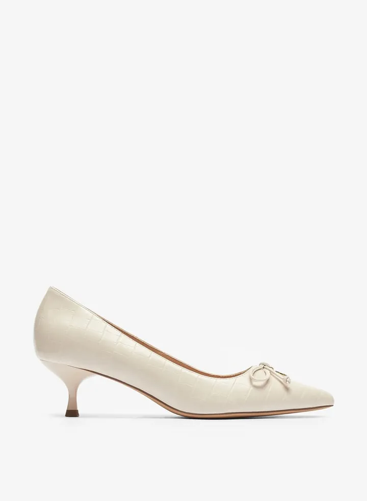 Women Bow Accent Pumps with Kitten Heels