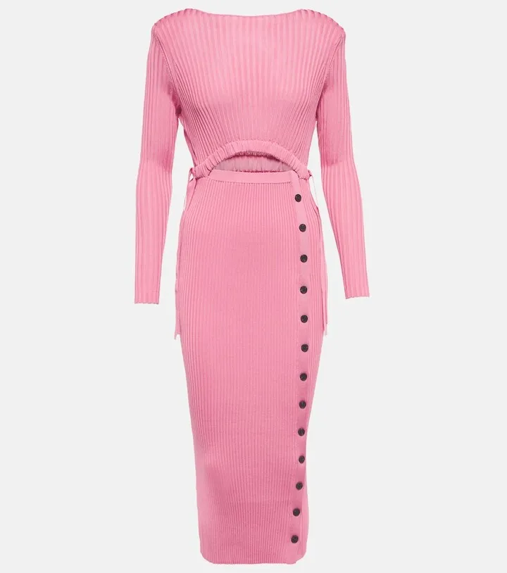 Ribbed-knit midi dress