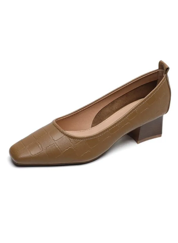 Thick Heel Single Shoes Point Toe Women's Shoes Slip-on Soft-soled Fashion High Heeled Shoes