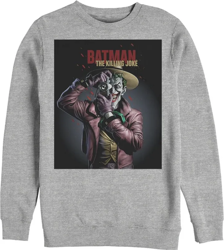Men's Batman Joker Camera Poster Sweatshirt - Athletic Heather - 2X Large