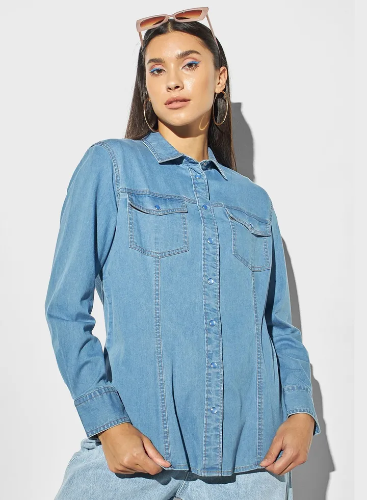 Pocket Detail Denim Shirt