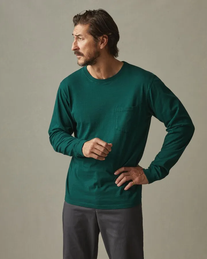 Classic Cotton Crew Tee Long Sleeve - Monstera Green