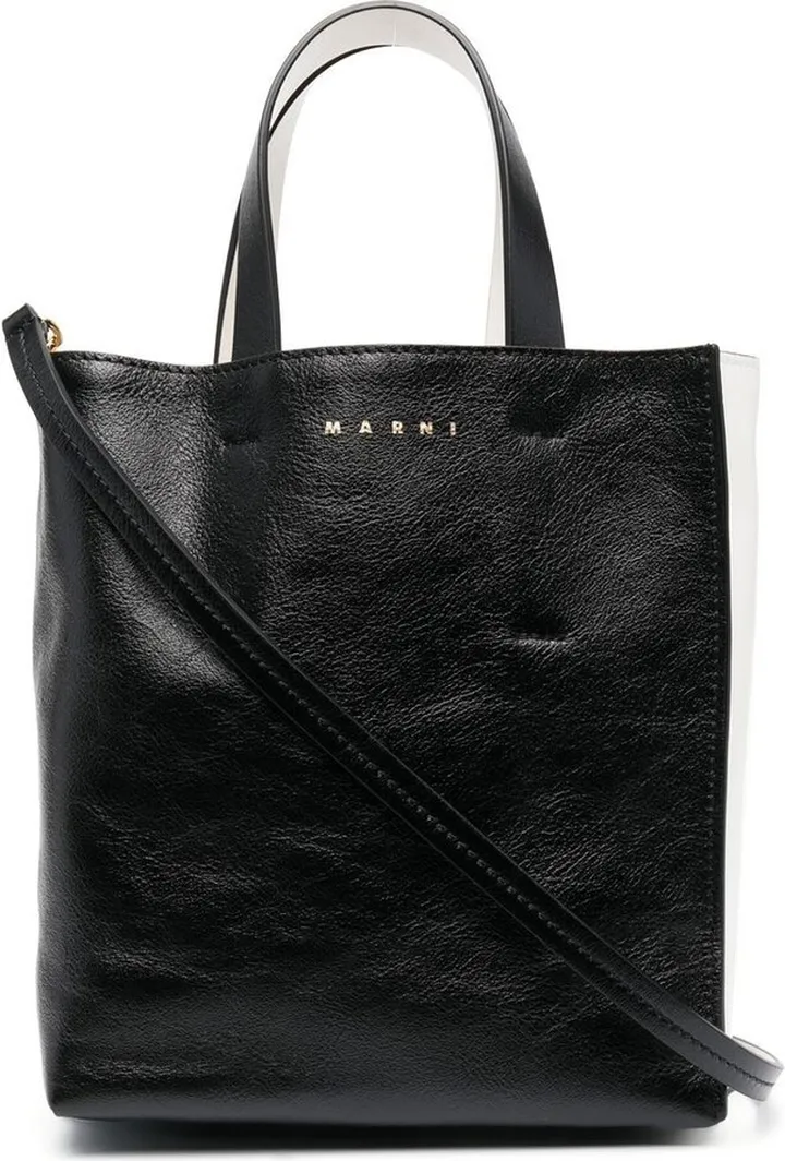 Colour-Block Leather Tote Bag