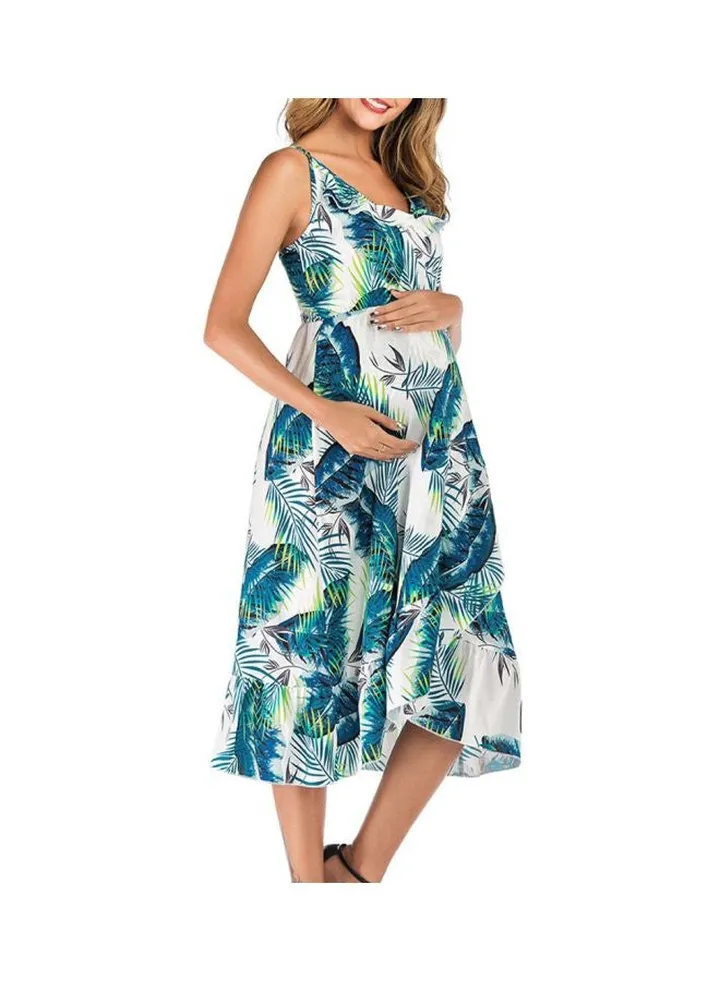 Sleeveless Dress Green/White